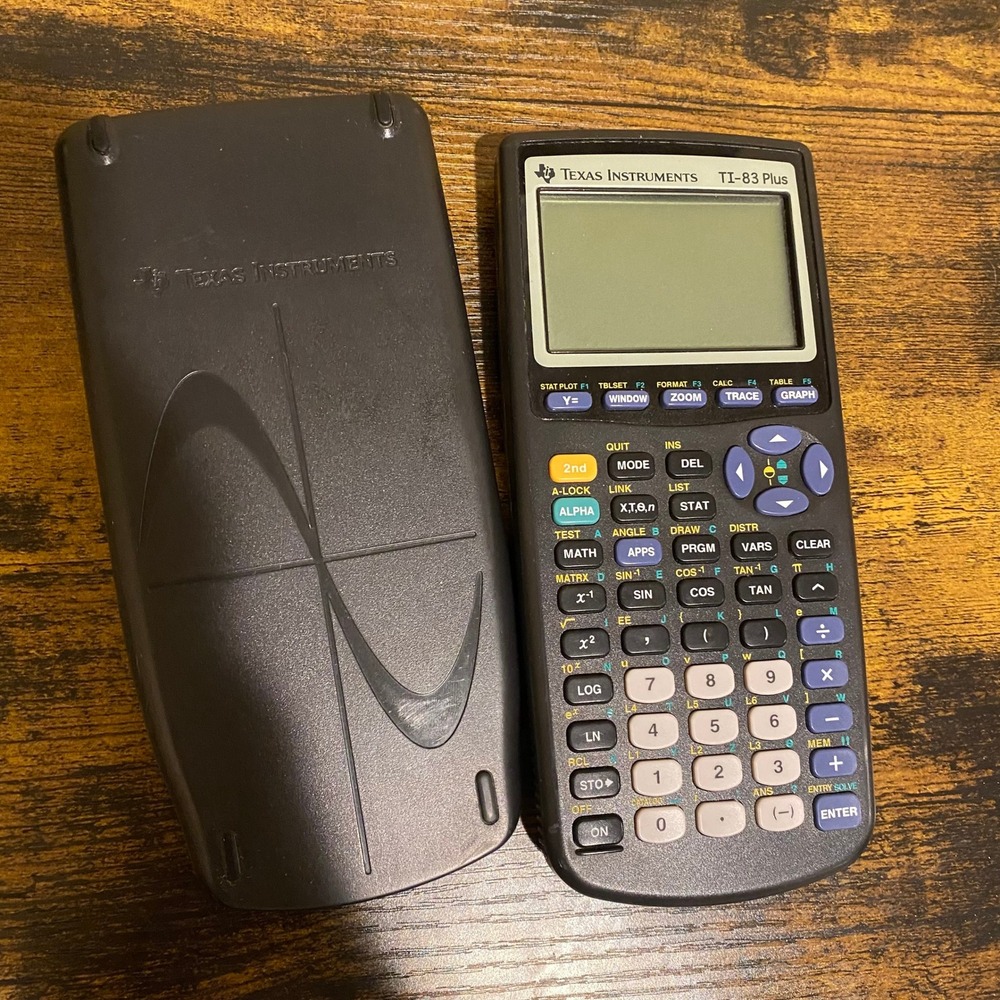 Texas Instruments TI-83 Plus Graphing Calculator Black with Slide Case Working